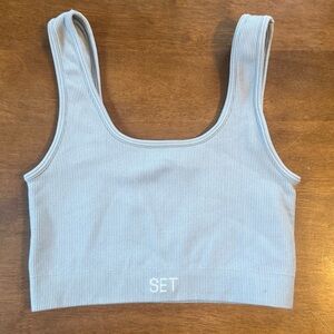 SET active x Madhappy Light Blue Ribbed Sports Bra